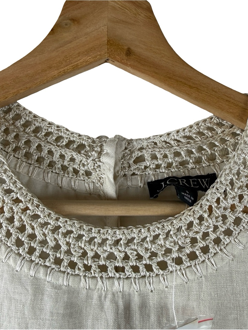 J. Crew Maxine Crochet Trim Shift Dress Linen Cream Size Small NWT - Picture 7 of 10
